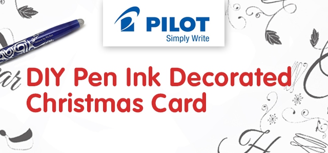 DIY Pen Ink Decorated Christmas Card