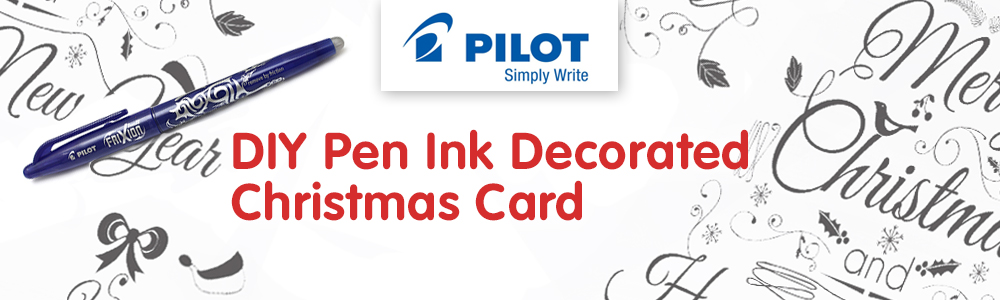 DIY Pen Ink Decorated Christmas Card