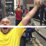 Winner of office chair race crosses finish line